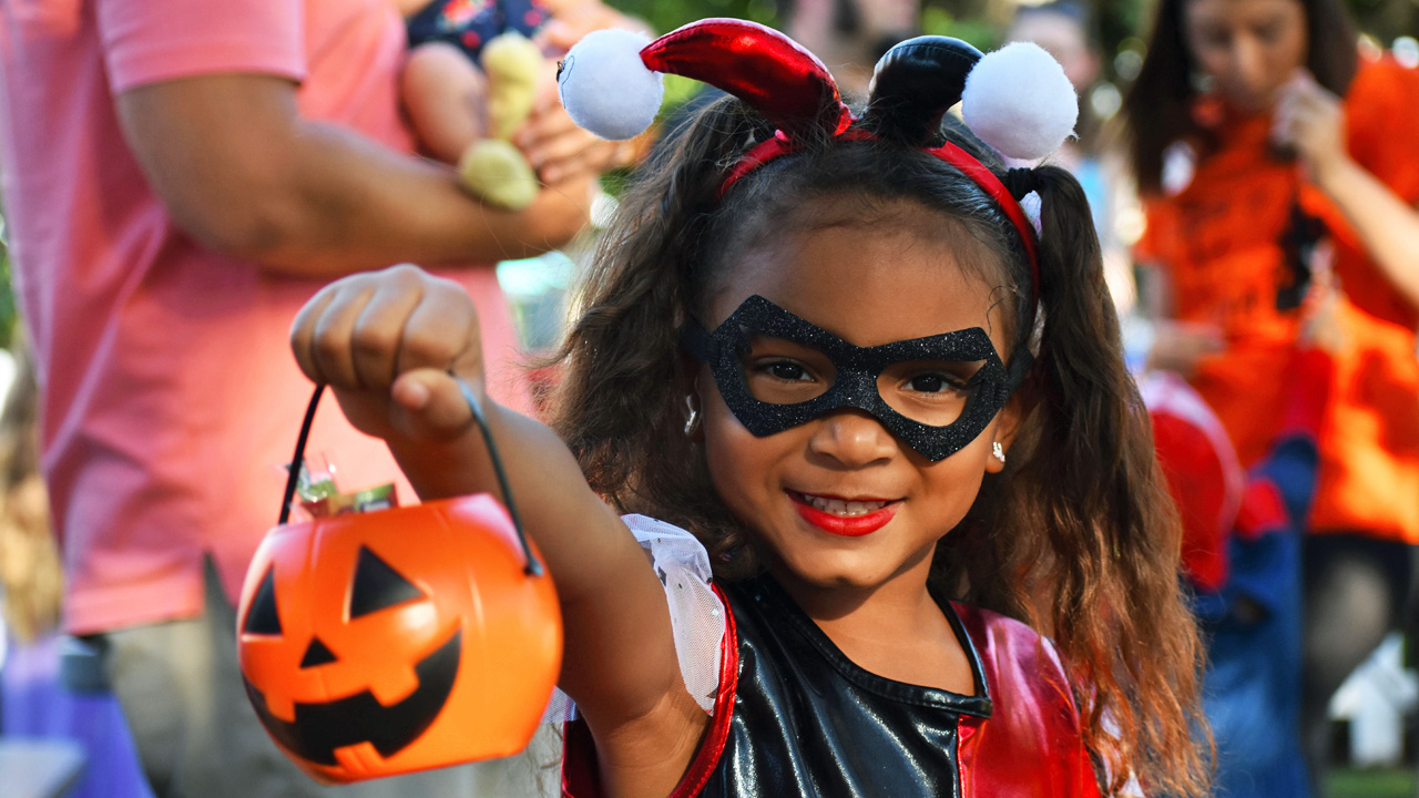 Halloween girl with candy